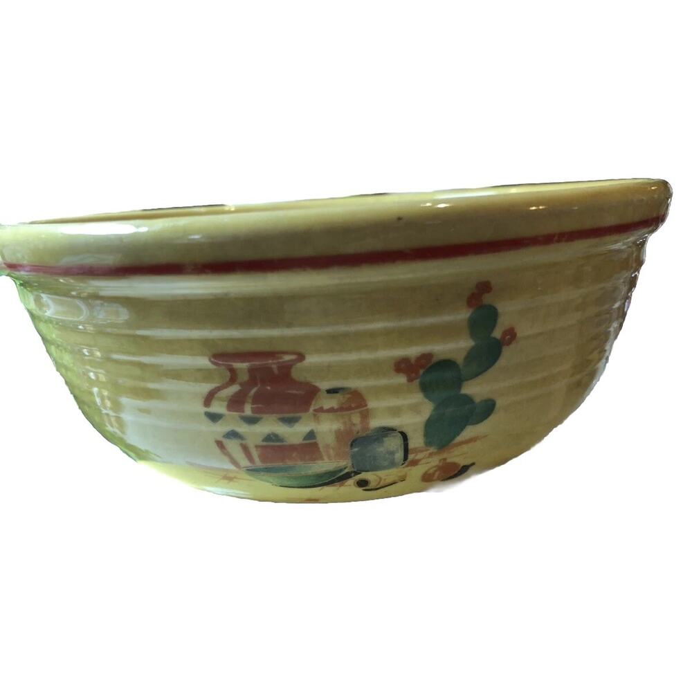 Vintage HTF Homer Laughlin Red Band Mexicana Desert Cactus Medium bowl Fiesta
